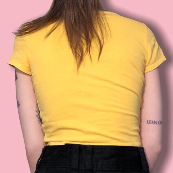 Yellow fitted basic t-shirt - Picture 3 of 4